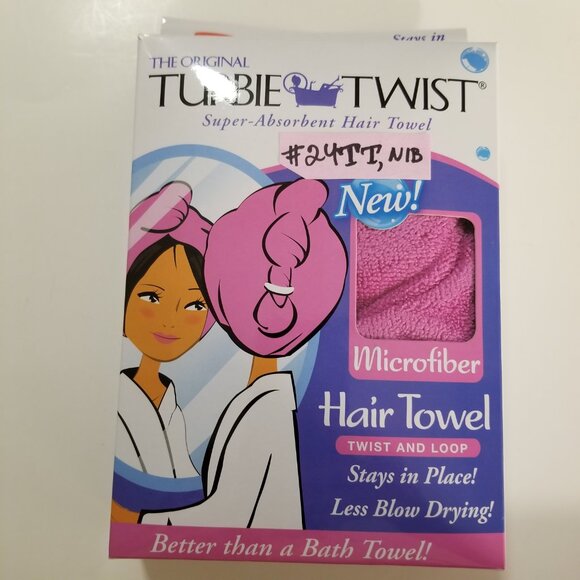 NIB Pink Turbie Twist Microfiber Hair Towel Fast Drying Absorbent Lightweight - Picture 3 of 9